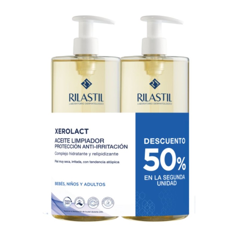 Rilastil Xerolact Duplo Aceite Limpiador 1 L + 1 L – Limpieza suave y protección para piel seca