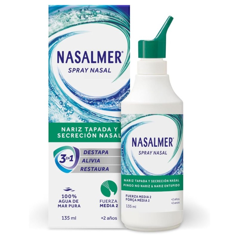 Nasalmer Fuerza Media 2 135 ml – Spray nasal agua de mar isotónica