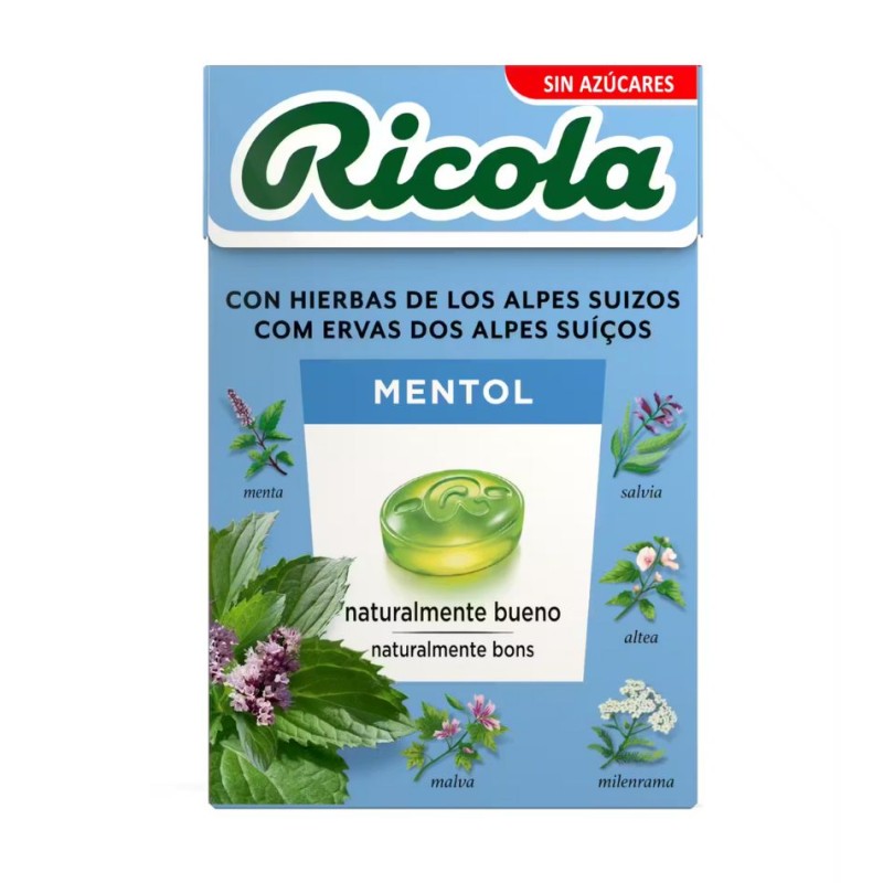 Ricola Caramelos Sin Azúcar 50 g – Sabor Mentol, Caramelos Balsámicos Intensos