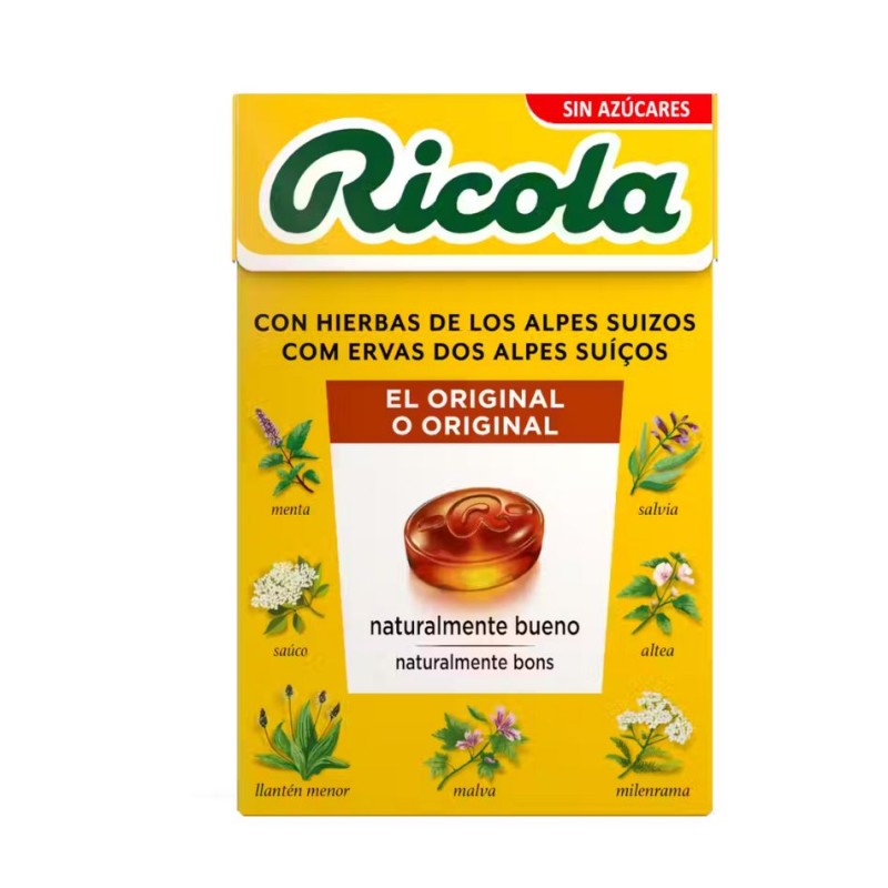 Ricola Caramelos Sin Azúcar Hierbas con Stevia 50 g – Caramelos Balsámicos Saludables
