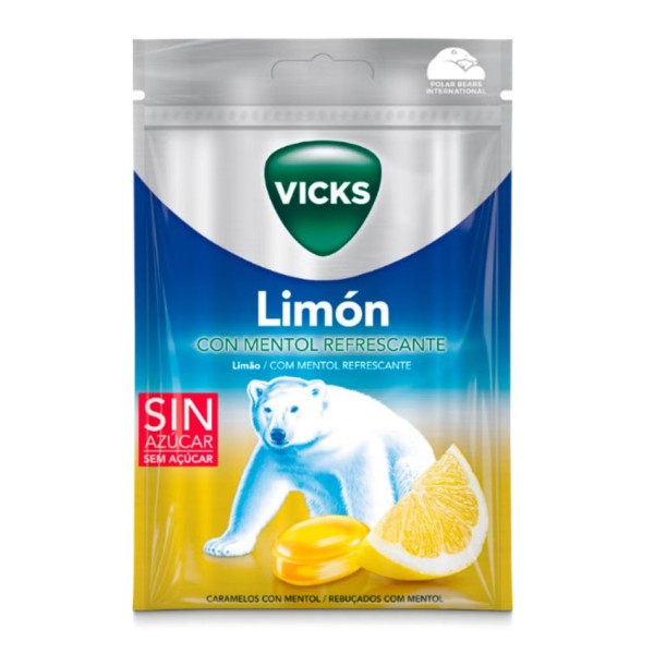 VICKS Limón Caramelo Duro con Mentol 72 g – Caramelos balsámicos refrescantes para garganta