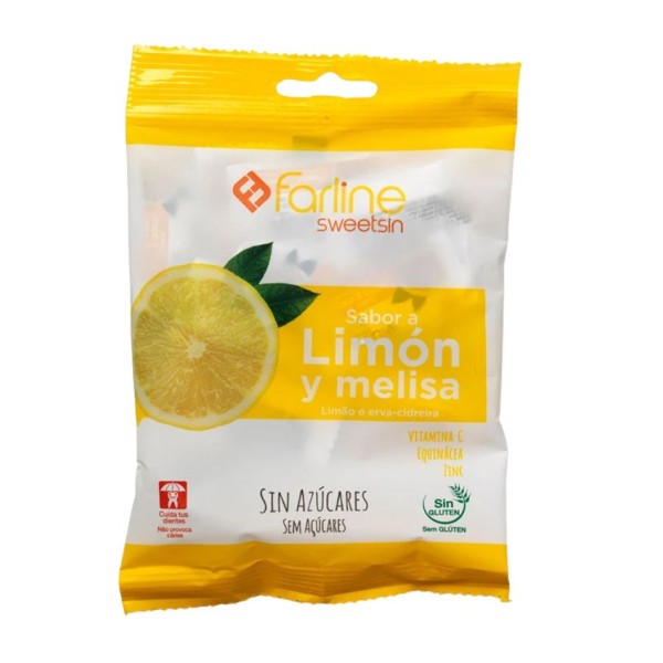 Farline Sweetsin Caramelos Limón Melisa 40 g – Caramelos sin azúcar balsámicos
