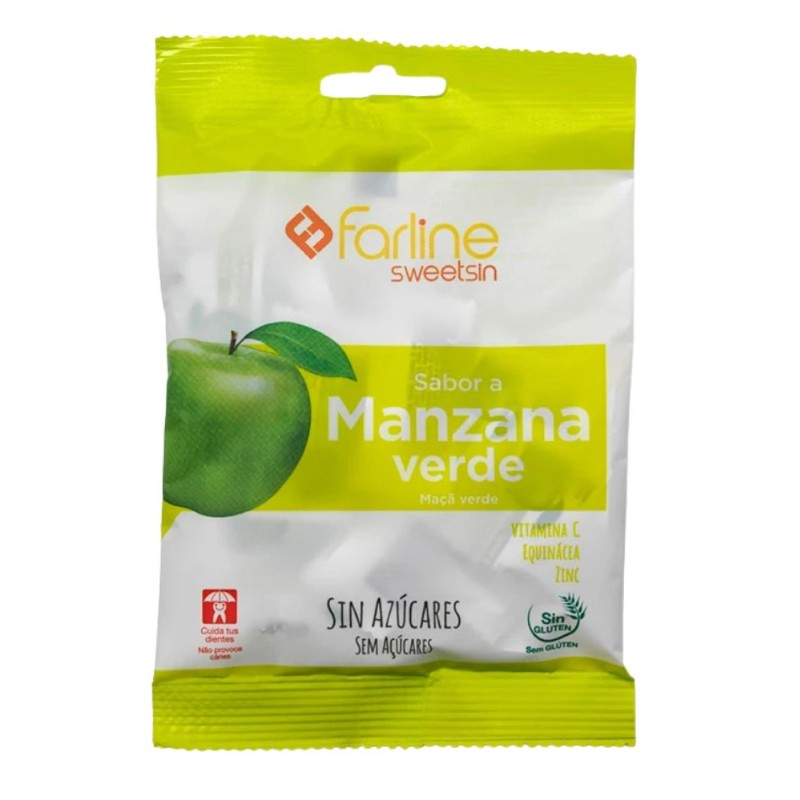 Farline Sweetsin Caramelos Sin Azúcar sabor Manzana 35 g – Vitalidad y frescor con vitamina C