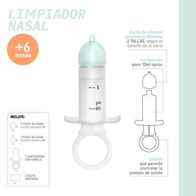 Suavinex Limpiador Nasal de Bebés Reutilizable +6 meses – higiene nasal suave