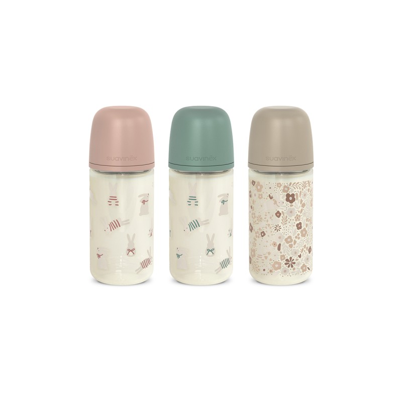 Suavinex Biberón de Vidrio 240 ml Wonderland – tetina fisiológica silicona