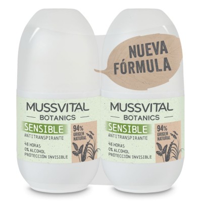 Mussvital Essentials Botanics Antitranspirante Sensible 75 ml – Pack 2 Unidades