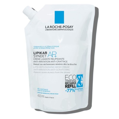 La Roche-Posay Lipikar Syndet AP+ 400 ml Refill – Gel limpiador relipidizante para piel seca y sensible