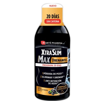 Forte Pharma Xtraslim Max Drenante 500 ml – Complemento alimenticio drenante sabor grosella negra