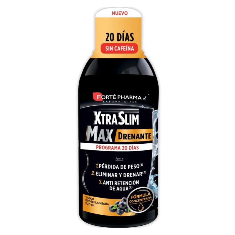 Forte Pharma Xtraslim Max Drenante 500 ml – Complemento alimenticio drenante sabor grosella negra