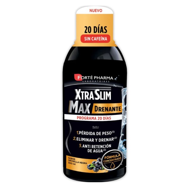Forte Pharma Xtraslim Max Drenante 500 ml – Complemento alimenticio drenante sabor grosella negra