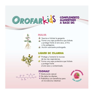 Orofar Kids 8 Piruletas Sabor Frambuesa – Complemento alimenticio para irritación de garganta