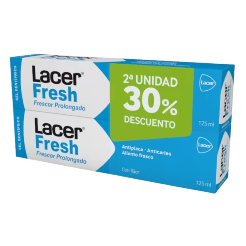 Lacer Fresh Gel Dentífrico 2 × 125 ml – Gel dental aliento fresco y protección diaria