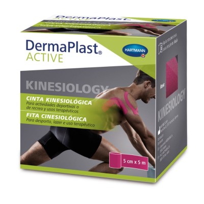 Cinta Kinesiológica Dermaplast Active Rosa 5 m × 5 cm – Soporte elástico para músculos y articulaciones