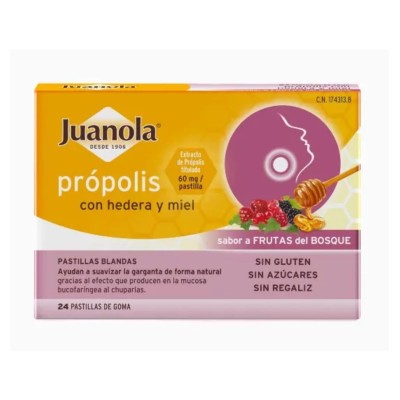 Juanola Própolis Miel y Hiedra 24 Pastillas Sabor Frutas del Bosque – Suaviza la Garganta