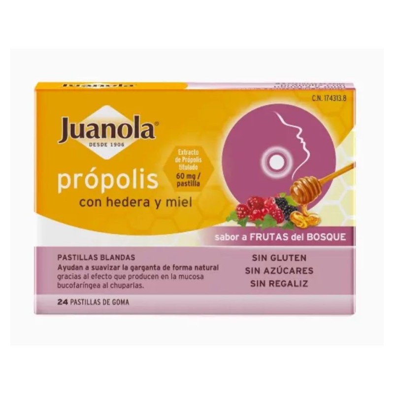 Juanola Própolis Miel y Hiedra 24 Pastillas Sabor Frutas del Bosque – Suaviza la Garganta