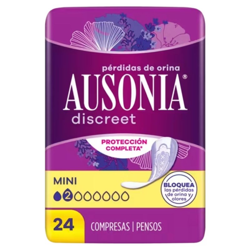Ausonia Discreet Mini 24 Compresas – Protección para Pérdidas Muy Ligeras de Orina