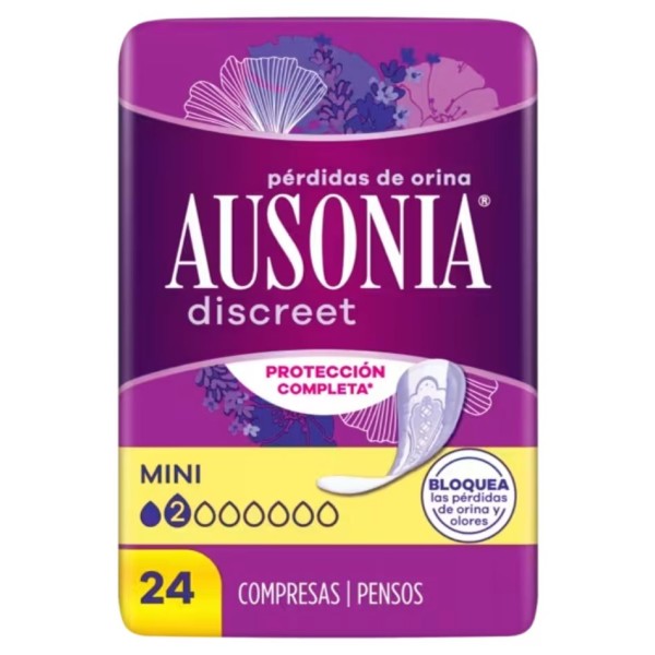Ausonia Discreet Mini 24 Compresas – Protección para Pérdidas Muy Ligeras de Orina