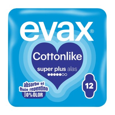 Evax Cottonlike Superplus con Alas 12 Compresas – Protección Menstrua