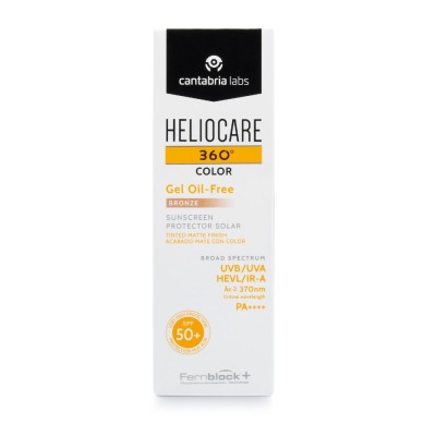 Heliocare 360º Color Gel Oil-Free SPF 50+ Bronze 50 ml – Fotoprotector Facial con Color