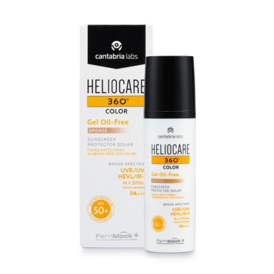Heliocare 360º Color Gel Oil-Free SPF 50+ Bronze 50 ml – Fotoprotector Facial con Color