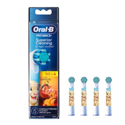 Oral-B Recambio Pro Kids 3+ Rey León Superior Cleaning 4 Unidades Cabezal Cepillo Eléctrico Infantil