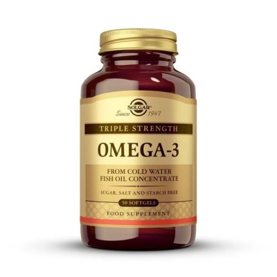 Solgar Omega 3 Triple Concentración 50 Cápsulas Blandas Aceite de Pescado EPA DHA