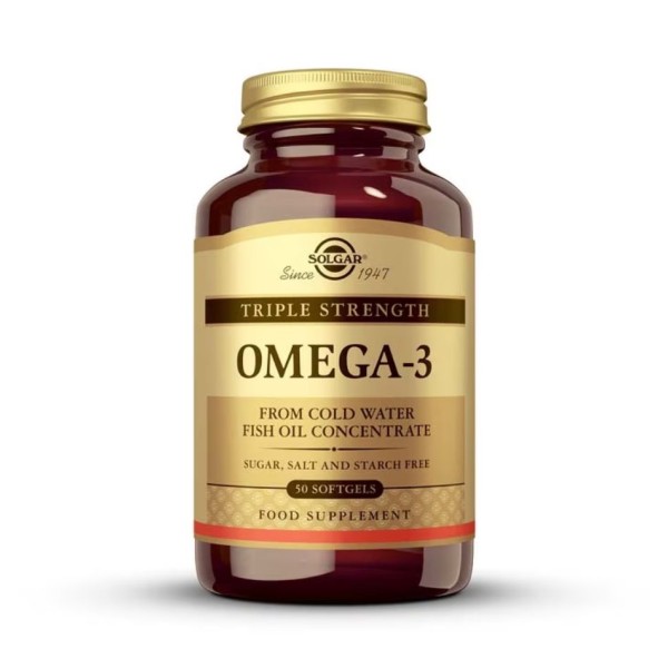 Solgar Omega-3 triple concentración, frasco de 50 cápsulas blandas