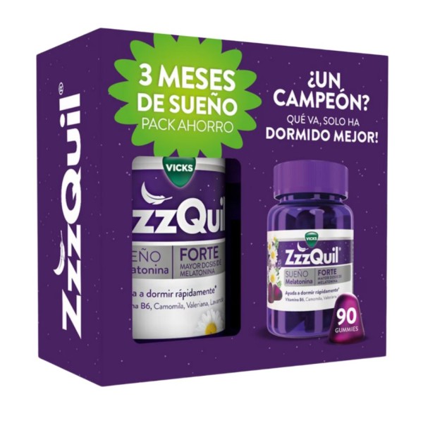 ZzzQuil Sueño Forte 90 Gummies Sabor Frutos del Bosque Complemento Alimenticio Melatonina