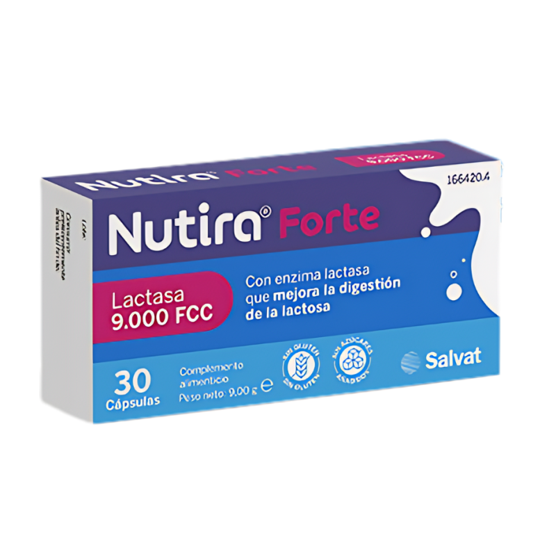 Nutira Forte 30 Cápsulas – Lactasa 9000 FCC para intolerancia a la lactosa