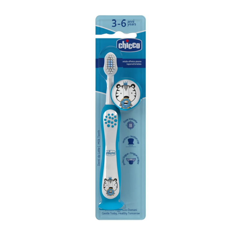 Cepillo Dental Infantil Chicco Azul 6M+ – Primeros dientes bebé