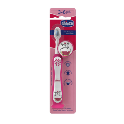 Cepillo Dental Infantil Chicco Rosa 6M+ – Primeros dientes bebé