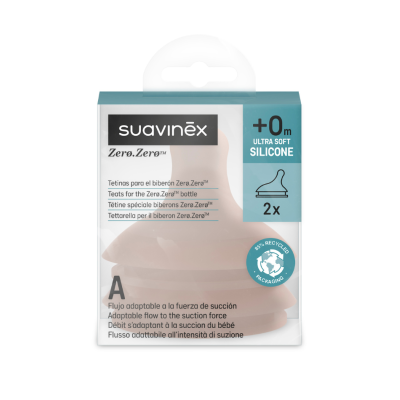 Suavinex Tetina Zero.Zero Flujo Adaptable +0 Meses Silicona Ultra Suave 2 uds