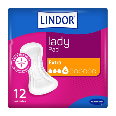 Lindor Lady Pad Extra 4 Gotas 12 Unidades Absorbente Incontinencia Ligera