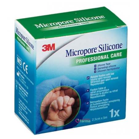 3M Esparadrapo Silicona Hipoalergénico 5 m x 2,5 cm Piel Sensible