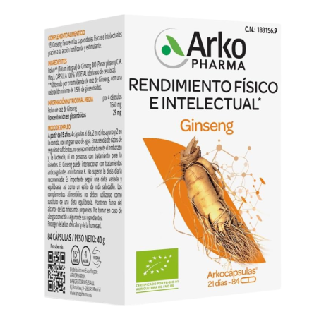 Arkocápsulas Ginseng BIO 84 Cápsulas Energía y Rendimiento
