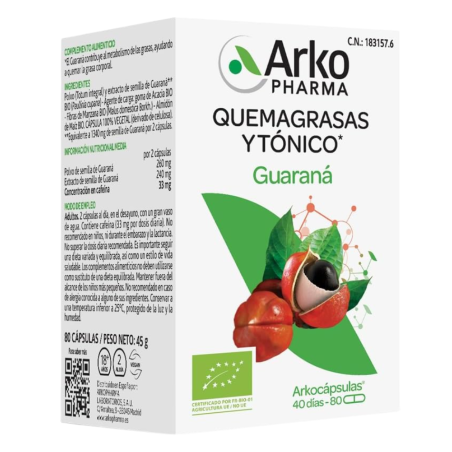 Arkocápsulas Guaraná BIO 80 Cápsulas Energía y Control de Peso
