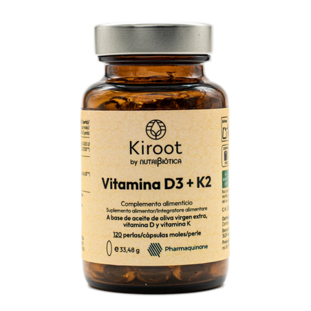 Vitamina D3 + K2 Kiroot 120 Perlas Complemento Alimenticio