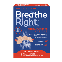 Breathe Right Clásicas Extra Fuertes 8 Unidades | Tiras Nasales Extra Fuertes