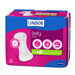 Lindor Lady Mini 2 Gotas 12 Unidades | Compresas para Pérdidas Leves