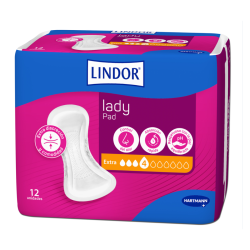 Lindor Lady Extra 4 Gotas 12 Unidades | Compresas para Pérdidas Moderadas