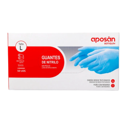 Aposan Guantes Nitrilo Talla L 50 Unidades | Guantes Desechables Sin Látex