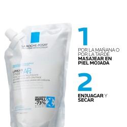 La Roche-Posay Lipikar Syndet AP+ 400 ml Refill – Gel limpiador relipidizante para piel seca y sensible