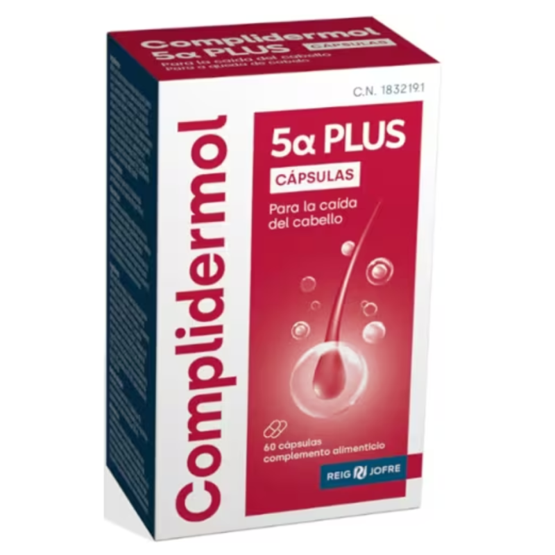 Complidermol 5 Alfa Plus 60 Cápsulas | Complemento Alimenticio para el Mantenimiento del Cabello