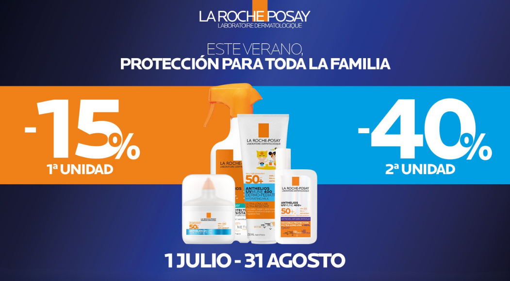 La Roche-Posay Anthelios 15% en la primera unidad y 40% en la segunda